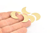Brass Moon Charm, 10 Raw Brass Moon Charms with 1 Hole, Pendants, Earrings (22x10x0.50mm) D0750