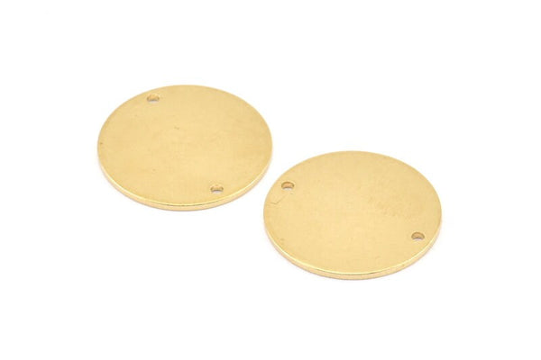 Pirinç Yuvarlak Etiket, 2 Delikli 12 Ham Pirinç Yuvarlak Damgalama Boşluğu, Bağlantı Elemanları, Kolye Uçları, Bulgular (21x1mm) D0701