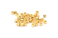 Gold Spacer Bead, 25 Gold Plated Brass Spacer Beads (4x3mm) D0072