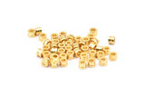 Gold Spacer Bead, 25 Gold Plated Brass Spacer Beads (4x3mm) D0072