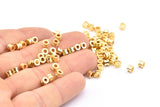 Gold Spacer Bead, 25 Gold Plated Brass Spacer Beads (4x3mm) D0072