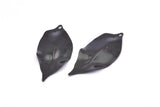 Black Leaf Charm, 12 Oxidized Brass Black Leaf Charms With 1 Hole, Earrings (35x16x0.40mm) D0572 S890