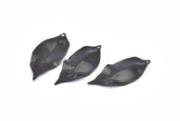 Black Leaf Charm, 12 Oxidized Brass Black Leaf Charms With 1 Hole, Earrings (35x16x0.40mm) D0572 S890