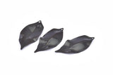 Black Leaf Charm, 12 Oxidized Brass Black Leaf Charms With 1 Hole, Earrings (35x16x0.40mm) D0572 S890