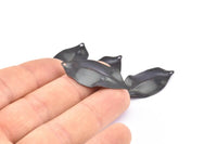 Black Leaf Charm, 12 Oxidized Brass Black Leaf Charms With 1 Hole, Earrings (35x16x0.40mm) D0572 S890