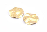 Brass Wavy Disc, 12 Raw Brass Wavy Discs With 1 Hole, Earrings, findings (25x0.60mm) D0774