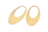 Brass Ellipse Charm, 6 Raw Brass Ellipse Shape Charms Without Hole, Findings (49x24x0.70mm) D0813