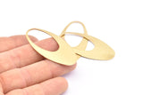 Brass Ellipse Charm, 6 Raw Brass Ellipse Shape Charms Without Hole, Findings (49x24x0.70mm) D0813