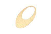 Brass Ellipse Charm, 6 Raw Brass Textured Ellipse Shape Charms Without Hole, Findings (49x24x0.70mm) D0814