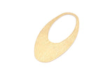 Brass Ellipse Charm, 6 Raw Brass Textured Ellipse Shape Charms Without Hole, Findings (49x24x0.70mm) D0814