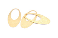 Brass Ellipse Charm, 6 Raw Brass Textured Ellipse Shape Charms Without Hole, Findings (49x24x0.70mm) D0814
