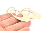 Brass Ellipse Charm, 6 Raw Brass Textured Ellipse Shape Charms Without Hole, Findings (49x24x0.70mm) D0814