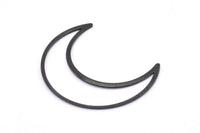 Black Moon Charm, 6 Oxidized Black Brass Crescent Moon Charms, Connectors (50x15x1mm) D0598 S894