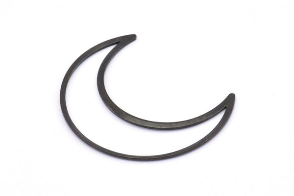 Black Moon Charm, 6 Oxidized Black Brass Crescent Moon Charms, Connectors (50x15x1mm) D0598 S894