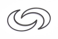 Black Moon Charm, 6 Oxidized Black Brass Crescent Moon Charms, Connectors (50x15x1mm) D0598 S894