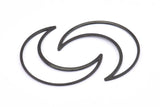 Black Moon Charm, 6 Oxidized Black Brass Crescent Moon Charms, Connectors (50x15x1mm) D0598 S894
