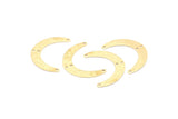 Brass Moon Charm, 24 Raw Brass Textured Crescent Moon Charms With 4 Holes, Connectors (28x19x0.60mm) D915