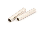 Silver Geometric Tube Bead, 12 Antique Silver Plated Brass Square Tube Beads  (6x40mm) Bs 1623 H0781