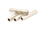 Silver Geometric Tube Bead, 12 Antique Silver Plated Brass Square Tube Beads  (6x40mm) Bs 1623 H0781