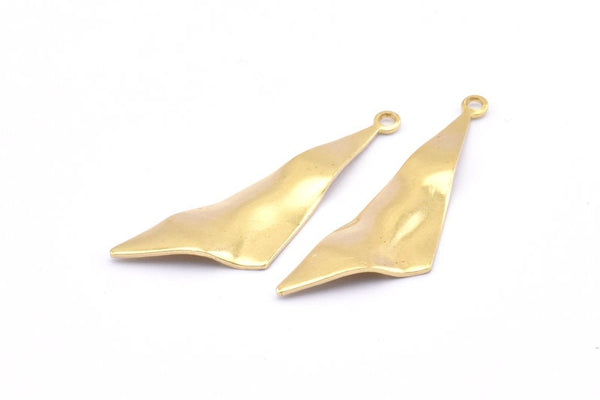 Brass Triangle Charm, 12 Raw Brass Wavy Triangle Charms With 1 Loop, Earrings, Findings (40x12x0.80mm) D885
