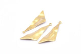 Brass Triangle Charm, 12 Raw Brass Wavy Triangle Charms With 1 Loop, Earrings, Findings (40x12x0.80mm) D885