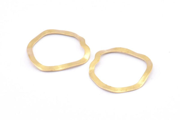 Brass Circle Charm, 24 Raw Brass Wavy Circle Charms Without Hole, Earrings, Findings (26x25x0.60mm) D0715