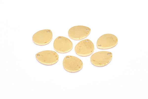 Brass Drop Charm, 24 Raw Brass Drop Charms With 1 Hole, Earrings, Findings (12x10x1mm) D916
