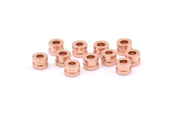 Rose Gold Spacer Bead, 25 Rose Gold Plated Brass Spacer Beads (4x3mm) D0072