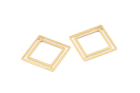 Kare Pirinç Charm, 1 Delikli 24 Ham Pirinç Kare Bağlantı Parçası (21x0,80 mm) D874