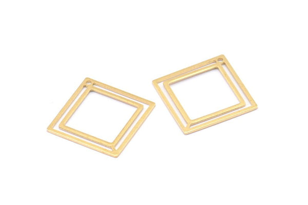 Kare Pirinç Charm, 1 Delikli 24 Ham Pirinç Kare Bağlantı Parçası (21x0,80 mm) D874