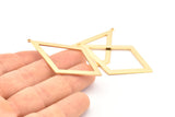 Gold Diamond Charm, 2 Gold Plated Brass Rhombus Charms With 1 Loop, Pendants, Earrings, Findings (55x31x1mm) D0703