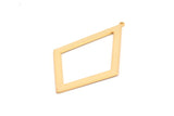 Gold Diamond Charm, 2 Gold Plated Brass Rhombus Charms With 1 Loop, Pendants, Earrings, Findings (55x31x1mm) D0703