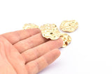Brass Wavy Disc, 12 Raw Brass Wavy Disc Charms With 1 Hole, Earrings, Pendants, Findings (29x26x0.60mm) D0801
