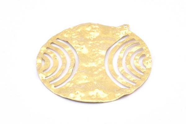 Brass Round Pendant, 8 Raw Brass Hammered Round Pendants With 1 Loop, Earrings, Findings (43x40x0.50mm) D847