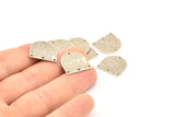 D Shaped Charm, 12 Antique Silver Plated Brass Textured D Shaped Connectors With 4 Holes, Earrings, Findings (16x17x0.60mm) D926