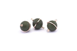 Brass Ball Charm, 2 Lamb Leather Covered Brass Ball Connectors With 2 Loops, Earrings, Pendants, Findings (22x16mm) B26