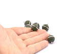 Brass Ball Charm, 2 Lamb Leather Covered Brass Ball Connectors With 2 Loops, Earrings, Pendants, Findings (22x16mm) B26