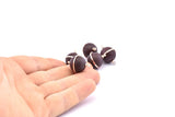 Brass Ball Charm, 2 Lamb Leather Covered Brass Ball Connectors With 2 Loops, Earrings, Pendants, Findings (22x16mm) B26