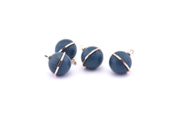 Brass Ball Charm, 2 Lamb Leather Covered Brass Ball Connectors With 1 Loop, Earrings, Pendants, Findings (19x16mm) B26
