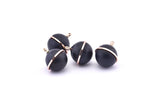 Brass Ball Charm, 2 Lamb Leather Covered Brass Ball Connectors With 1 Loop, Earrings, Pendants, Findings (19x16mm) B26