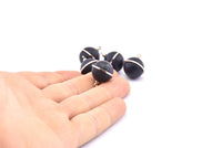Brass Ball Charm, 2 Lamb Leather Covered Brass Ball Connectors With 1 Loop, Earrings, Pendants, Findings (19x16mm) B26