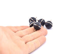 Brass Ball Charm, 2 Lamb Leather Covered Brass Ball Connectors With 1 Loop, Earrings, Pendants, Findings (19x16mm) B26