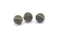 Pirinç Küre Charm, 1 Halkalı 2 Kuzu Derisi Kaplı Pirinç Küre Bağlantı Parçası, Küpeler, Kolye Uçları, Bulgular (22x19mm) B28