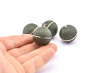 Brass Ball Charm, 2 Lamb Leather Covered Brass Ball Connectors With 1 Loop, Earrings, Pendants, Findings (28x26mm) B32