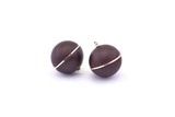 Brass Ball Charm, 2 Lamb Leather Covered Brass Ball Connectors With 1 Loop, Earrings, Pendants, Findings (28x26mm) B33