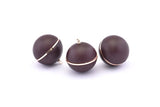 Brass Ball Charm, 2 Lamb Leather Covered Brass Ball Connectors With 1 Loop, Earrings, Pendants, Findings (28x26mm) B33