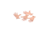 Gül Altın El, 1 Delikli 4 Gül Altın Kaplama Pirinç El Tılsımı, Küpeler, Kolye Uçları, Bulgular (25x17x0,80 mm) D0612