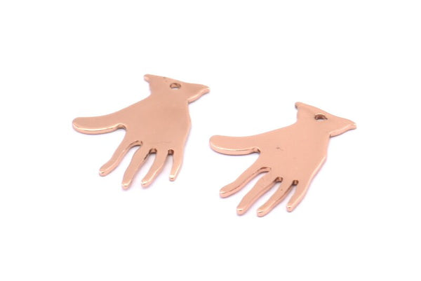 Gül Altın El, 1 Delikli 4 Gül Altın Kaplama Pirinç El Tılsımı, Küpeler, Kolye Uçları, Bulgular (25x17x0,80 mm) D0612