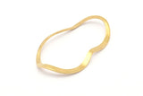 Pirinç Oval Bağlantı Parçası, Deliksiz 12 Ham Pirinç Dalgalı Oval Bağlantı Parçası, Bağlantı Parçaları (39x22x0,70 mm) D932