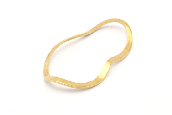 Pirinç Oval Bağlantı Parçası, Deliksiz 12 Ham Pirinç Dalgalı Oval Bağlantı Parçası, Bağlantı Parçaları (39x22x0,70 mm) D932